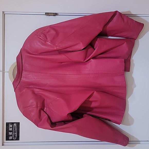 Vintage 80s pink leather coat - Picture 5 of 5